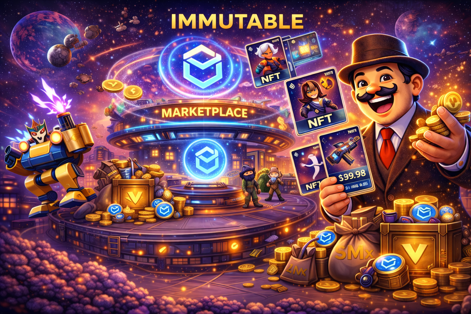 Economía del Juego: NFTs y Tokens de Villains Battle Royale en Immutable