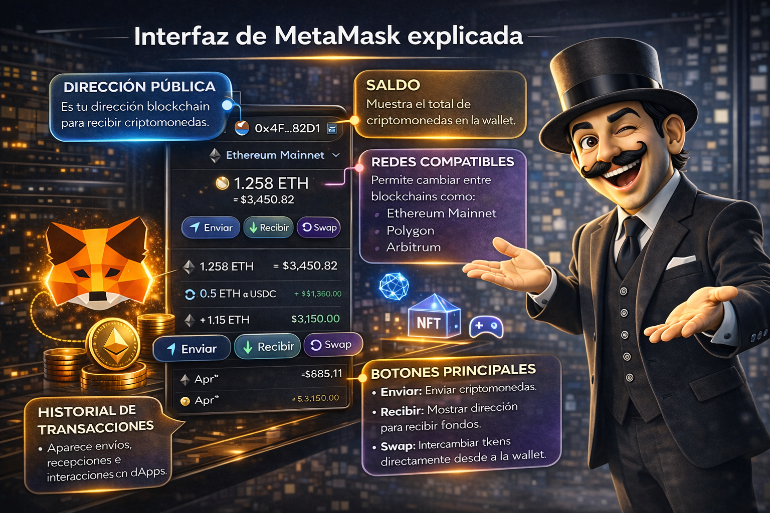 Interfaz de Metamask
